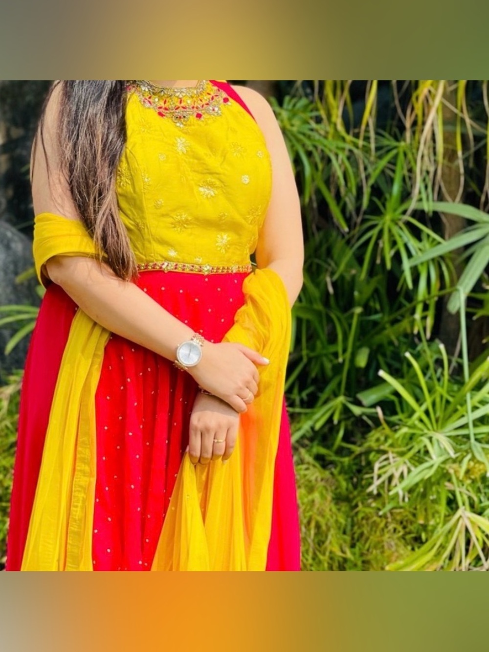 Vibrant Yellow and Red Women Salwar